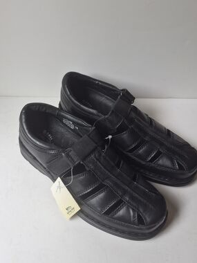 Spring Step Men's Black Leather Slip-On Fisherman Loafers